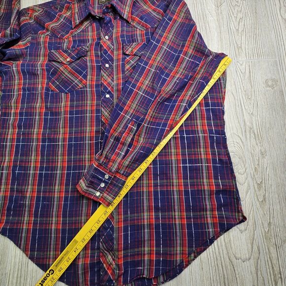 Vintage Craig‎ Andrew Western Pearl Snap Shirt Sz XL Metallic Plaid Rockabilly - Picture 6 of 10